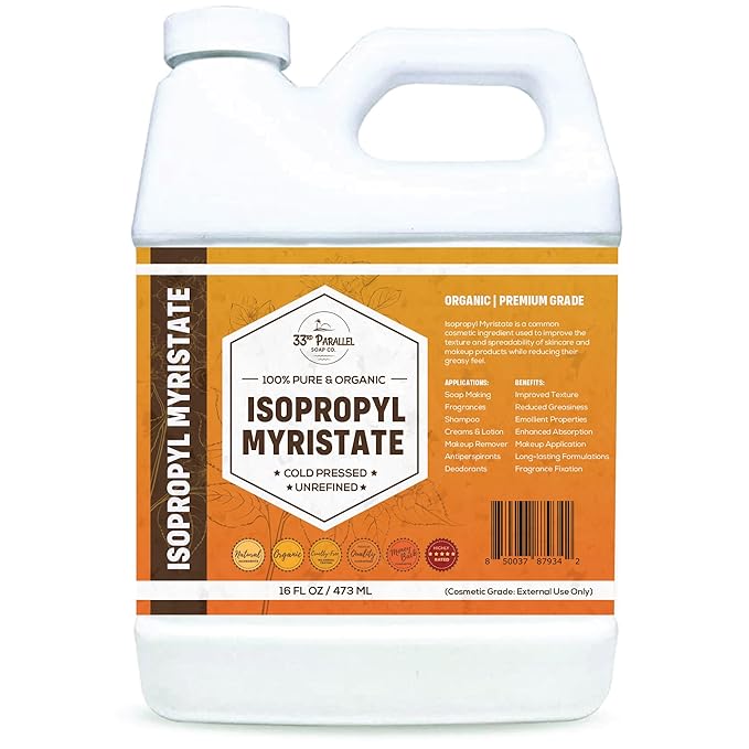 ISOPROPYL Myristate (16 oz) Natural Plant Derived Cosmetic Grade IPM for Soap Making, Fragrances, Shampoo, Creams & Lotion, Makeup & Adhesive Remover, Antiperspirants & Deodorants | 16 Ounces
