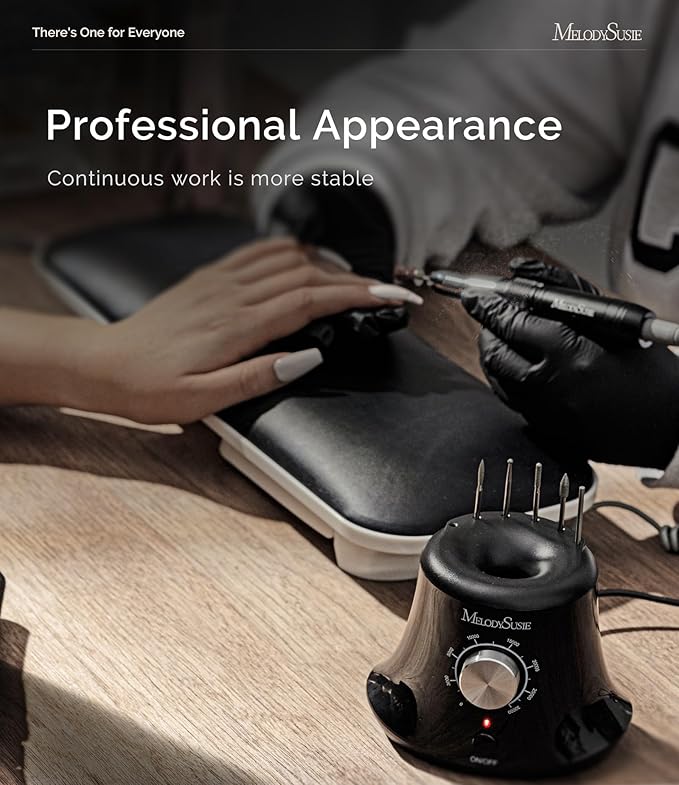 MelodySusie Electric Nail Drill with Foot Pedal, 30000RPM Professional Nail File Bits & Sanding Bands Kit for Acrylic & Gel Nails, Efile Nail Drill Set for Manicure Pedicure Polishing, Scarlet Black