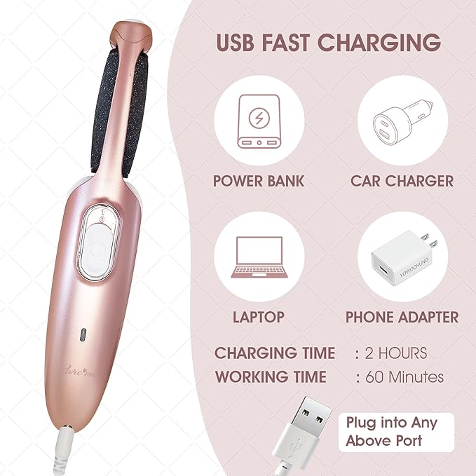 Powerful Electric Callus Remover Wand – Rechargeable Foot File, Grinder & Scrubber - Removes Dry, Dead, Hard Skin & Calluses – Best Pedicure Tool for Soft, Smooth Feet for Men & Women