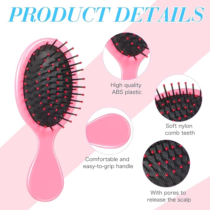 36 Packs Mini Detangling Hairbrush Squirt Detangler combs Toddler Soft Bristle Travel Hairbrush Women Girl(Multi Color)