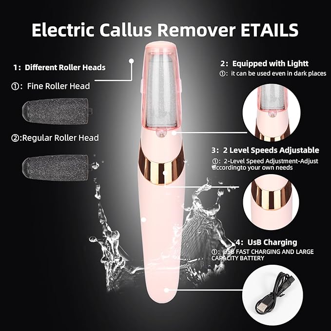 Electric Foot Callus Remover Lavender Foot Soak Salts set Callus Remover Pedicure Set includes 16 in 1 Foot Care Tools Foot File for Dead Skin Professional Pedicure Tools Two Replacement Roller Heads