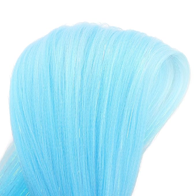 Upgraded Braiding Hair Extension Mix Tinsel, Pre Stretched Braiding Hair for Braiding Twist Braids Itch Free Hot Water Setting Yaki Straight Hair