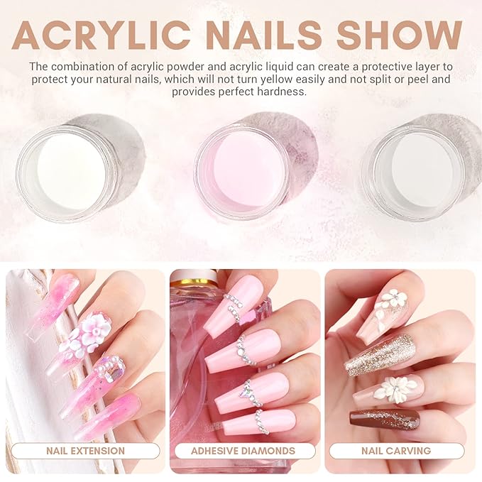 SAVILAND Acrylic Nail Kit with Drill: Starter Nails Kit Acrylic Set with Everything for Beginners Professional Nail Acrylic Kit with U V Light Acrylic Nail Kit for Beginners DIY Home Salon Women