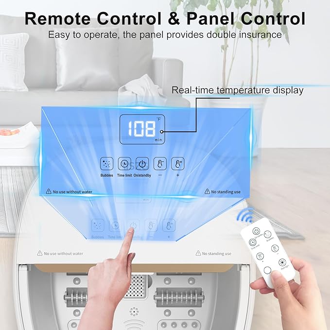 AISZG Collapsible Foot Spa Bath Massager with 6 Massage Rollers,Pedicure Foot Spa with Fast Heat and Massage,Foot Soaking Tub,Birthday Gifts for Women/Men/Mom/Her/Him, White