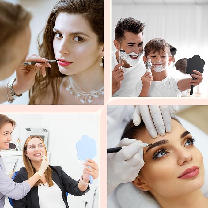 25 Pcs Handheld Mirror Bulk Small Hand Mirror with Handle Portable 2.87 x 5.51 Inches Plastic Compact Makeup Cosmetic Tools for Travel Daily Use (Black,White,Lotus Pink,Blue,Purple)