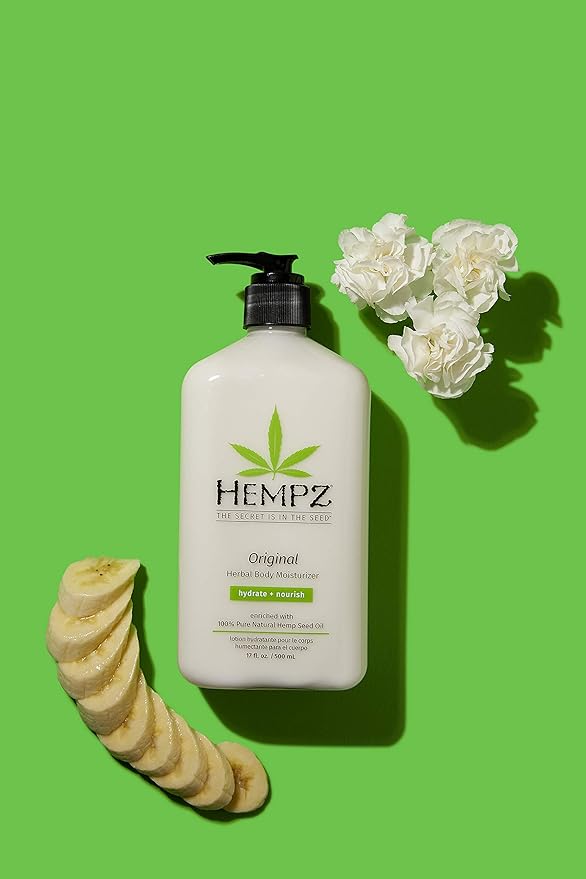 Hempz Original, Natural Hemp Seed Oil Body Moisturizer with Shea Butter and Ginseng, 17 Fl Oz, 3 Pack Bundle - Pure Herbal Skin Lotion for Dryness - Nourishing Vegan Body Cream in Floral and Banana