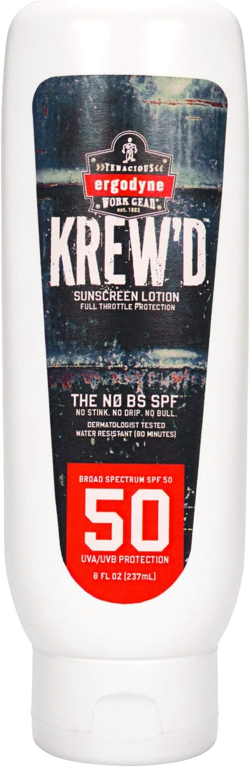 Ergodyne KREW'D 6351 Sunscreen Lotion, Broad Spectrum, SPF 50, 8 oz