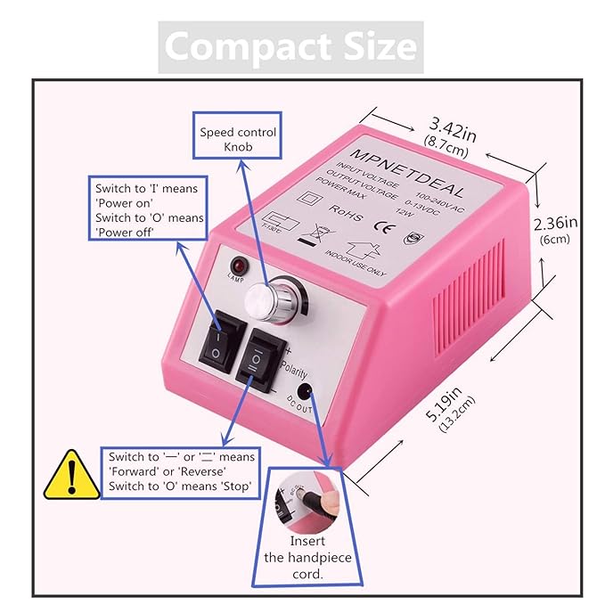 Electric Nail Drills Machine e File Dremel buffers Sanding Bands Bits for Acrylic Nails Gel Polish Glazing Art Set Polisher Grinder Filer Manicure Pedicure Kit máquina uñas acrilicas Pink
