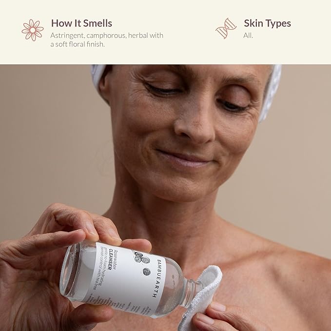 BambuEarth Rosewater Face Cleanser (4 oz) - Helps Hydrate, Balance, and Soothe - Non-Foaming, Vegan, Alcohol-Free Cleanser with Organic Rosewater to Support Skin's Barrier