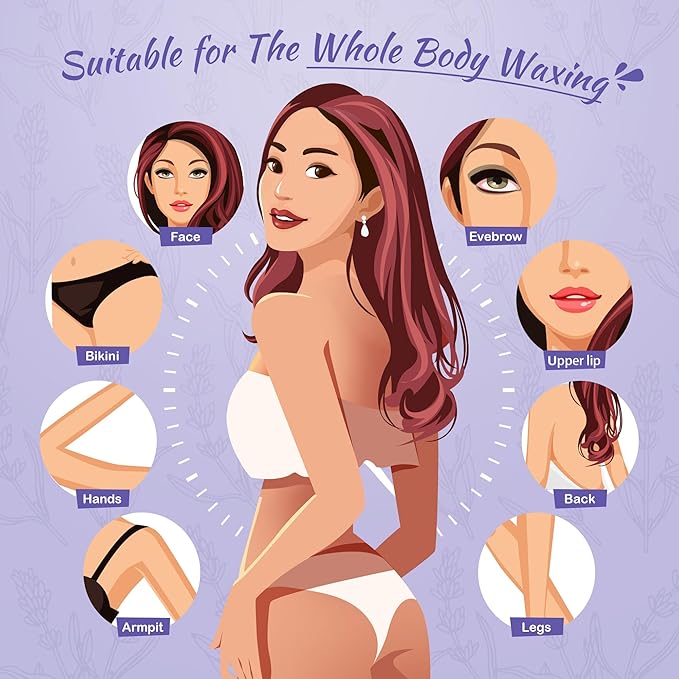 Ajoura 1lb Hard Lavender Wax Beads for Full Body Hair Removal - Brazilian, Bikini, Face, Eyebrows, Underarms, Arms, Chest, Back, Legs (Refill for Wax Warmer Kit, Purple)