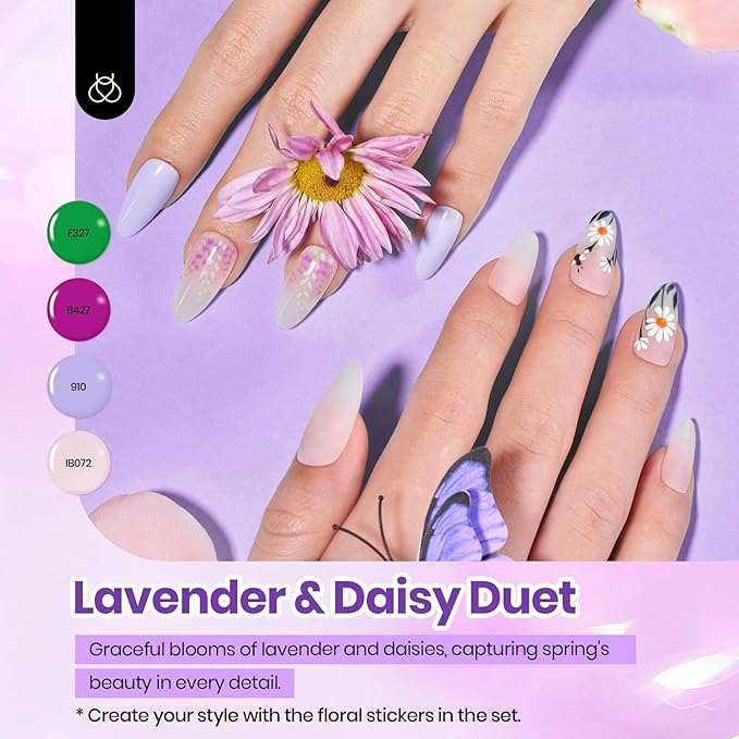 beetles Summer Gel Nail Polish Set - 40 Pcs 36 Colors Nail Polish Kit Pink Red Green Blue Color Gel with Base & Glossy Matte Top Coat UV LED Petal Symphony Collection Nail Art Manicure Gift for Women