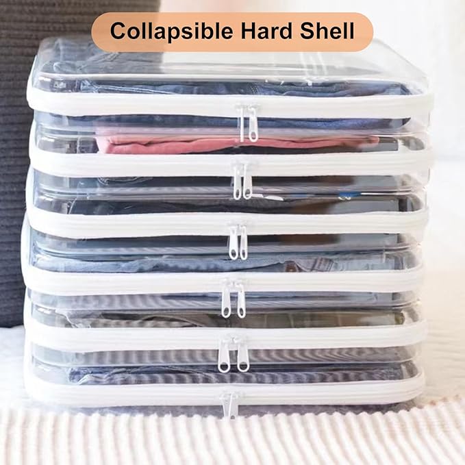 3PCS Clear Hard Shell Zipper Cases, Portable Clear Organizer Pouches for Home Storage, Double Zippered Plastic Travel Case, Cosmetic Bag for Make Up Tools, Toiletries, Toy Storage(White)