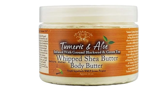 Yadain Turmeric & Aloe Whipped Shea Body Butter | Shea Butter for Face and Body Moisturizing Natural Body Butter for Skin Restoration & Protection, 12oz