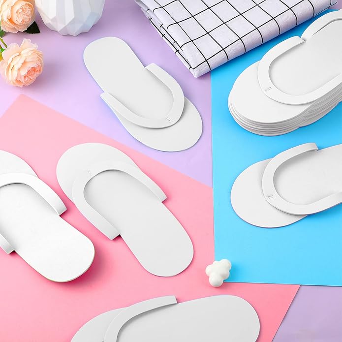 Geyoga 48 Pairs Disposable Pedicure Slippers Foam Disposable Multi Color Spa Flip Flops Pedicure Shoes for Women Salon Nail Spa