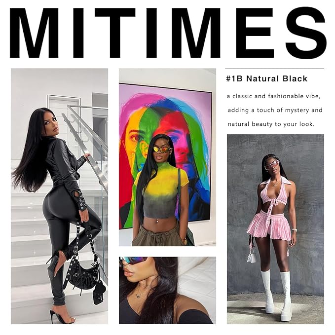 13x6 Long Straight Lace Front Wigs Natural Black Glueless Straight Hair Lace Front Wig Pre Plucked Yaki Synthetic HD Lace Front Wig 32inch