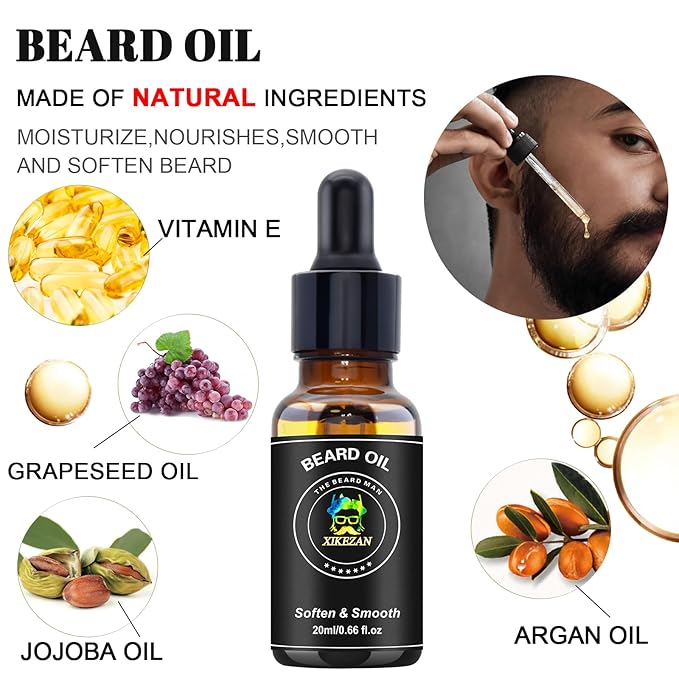 Beard Straightener w/Beard Balm & Beard Growth Oil & Beard Guide E-Book,Upgraded 3 in 1 Hair Straightener Brush Beard Straightening Comb,Unique Stocking Stuffers Gifts for Men Him Husband