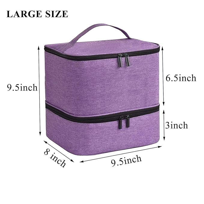 Nail Polish Carrying Case Bag-Holds 30 Bottles, Double-Layer Nail Polish Storage and Nail Dryer Case(Purple)