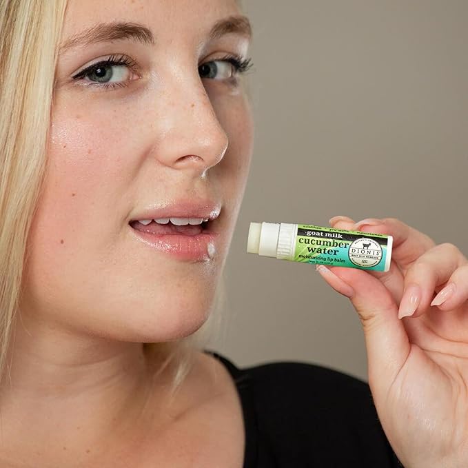 Dionis Goat Milk Skincare Scented Lip Balm, Beeswax, Shea Butter & Coconut Oil Self Care Made in The USA, Cruelty Free, Paraben Free Hydrating Moisturizer for Chapped Lips, Cucumber Water, 0.28oz, 6pk