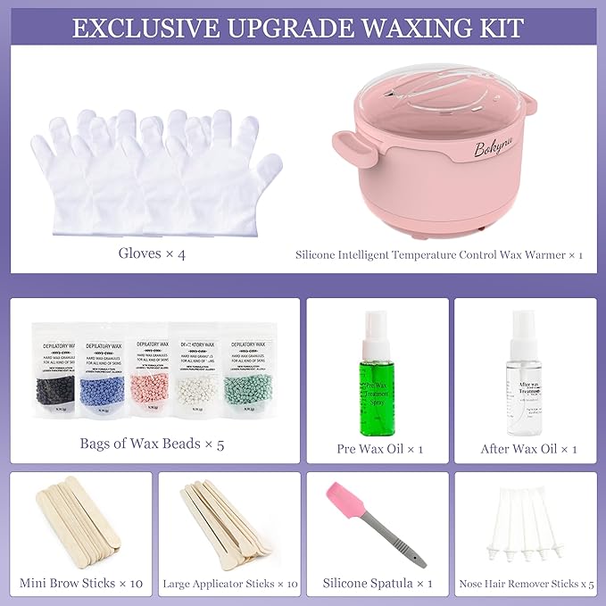 Facial Wax Warmer for Hair Removal, Home Bikini Sugar Waxing Kit for Women & Men, Collapsible Silicone Waxing Pot，Smart Temperature Control, Leg Face Body Eyebrow Wax Kit (Waxing Pot Only)