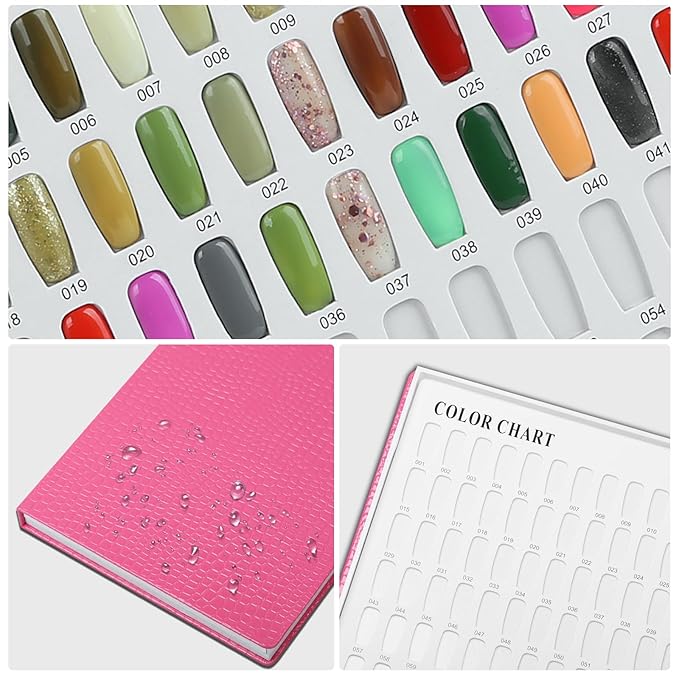 308 Polish Display Book, Gel Color Display Book, Fake Tips Sample Painting Art Design for Nail Salons, DIY at Home (Rose Red)