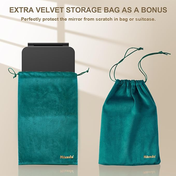 LED Foldable Travel Makeup Mirror - 5x7 inches 3 Colors Light Modes USB Rechargeable Touch Screen, Portable Tabletop Cosmetic Mirror for Travel, Cosmetic, Office (Black)