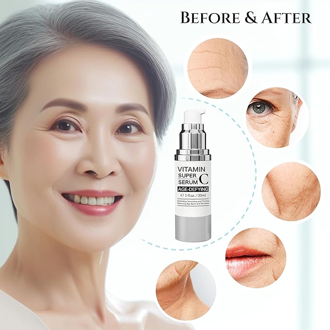 Super Vitamin C Serum for Women over 70, Wrinkle Cream for Face, Anti Aging Cream, Hydrates, Softens, Lifts and Firms Super Vitamin C Serum 1PCS