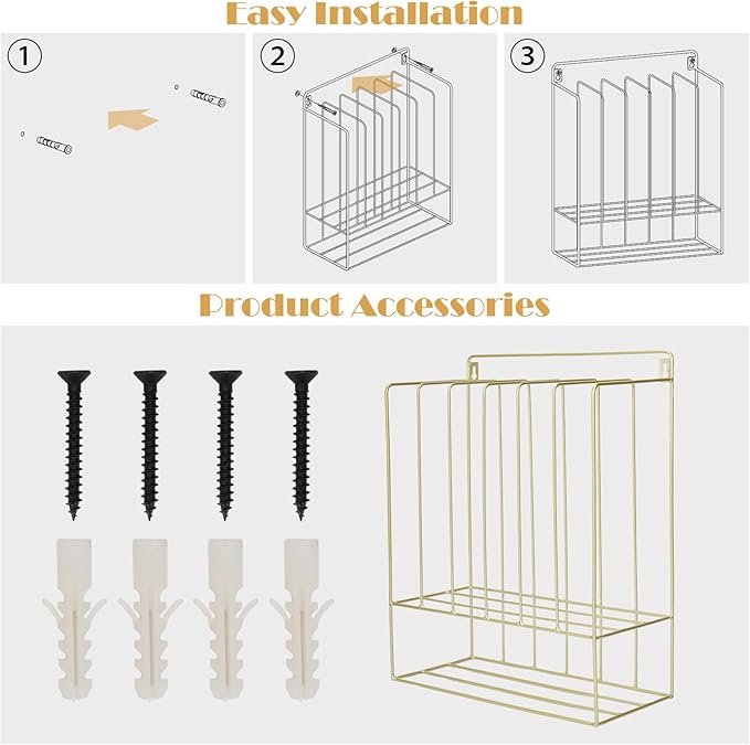 ikare Hair Color Organizer for Salon - Wall-Mounted Salon Organizers and Storage with Two Expansion Screws, Iron Salon Storage Rack with Hair Dye Paste Hanging Space (GOLD)