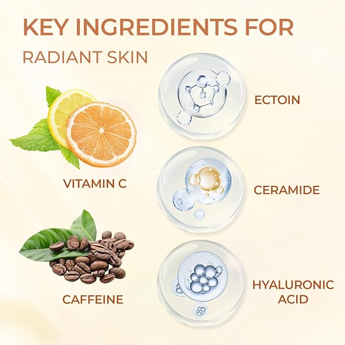 Super Vitamin C Serum for Women - Hydrating Anti-Aging with Vitamin C Caffeine - Facial Skin Care Over 50 60 70, Firming, Lifting, Smoothing 50ml