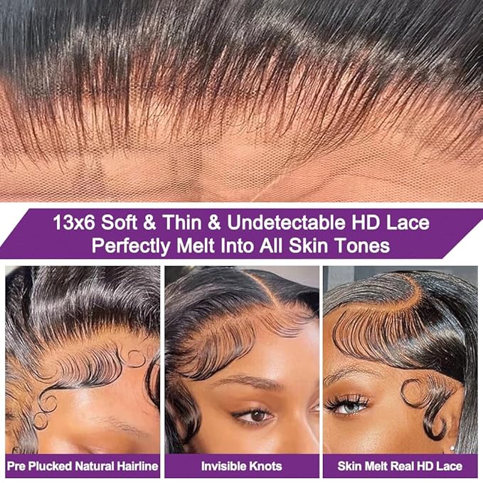 24 Inch Deep Wave Lace Front Wigs Human Hair Pre Plucked 13x6 Deep Curly Wig Human Hair for Black Women 180% Density Wet and Wavy HD Lace Frontal Wigs Human Hair with Natural Hairline