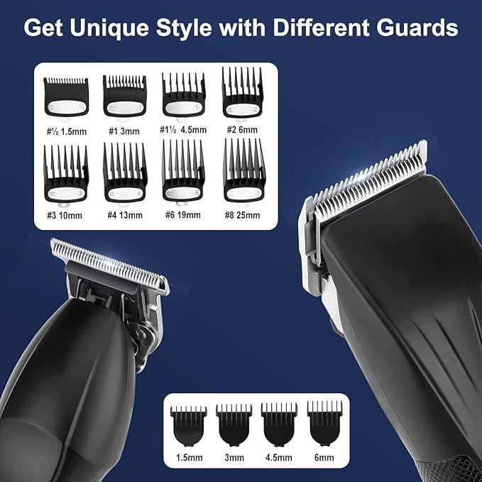Suttik Professional Hair Clipper and Trimmer Set, Barber Clippers Set for Men Professional Kit, Beard Trimmer Haircut Kit, Cordless Clippers for Hair Cutting,Black