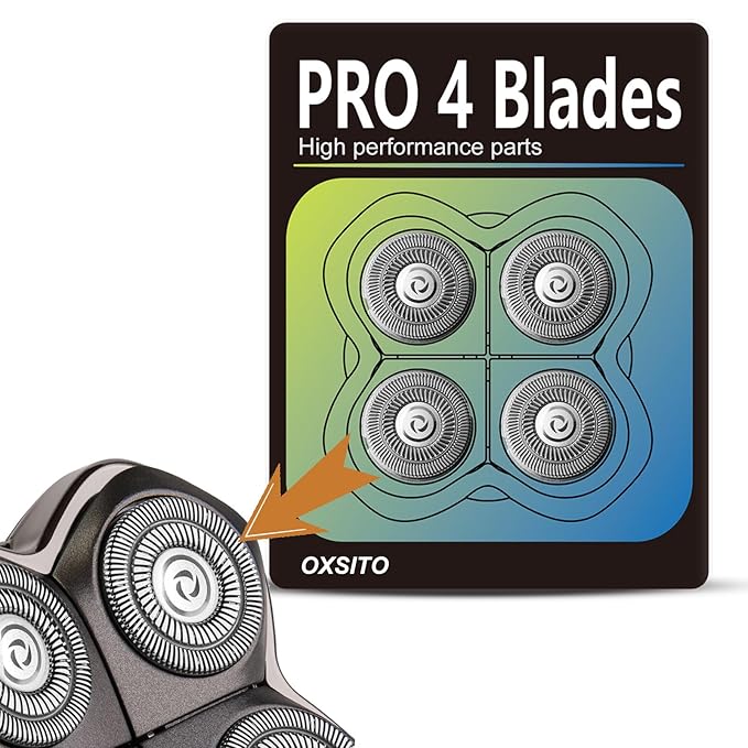 Pro 4 Head Replacement Blades for Pitbulls Bald Head Razors Gold PRO, Silver PRO, Platinum PRO… Series, Precision Replacement Blades for Head, Face, and Body Grooming.(4Packs)