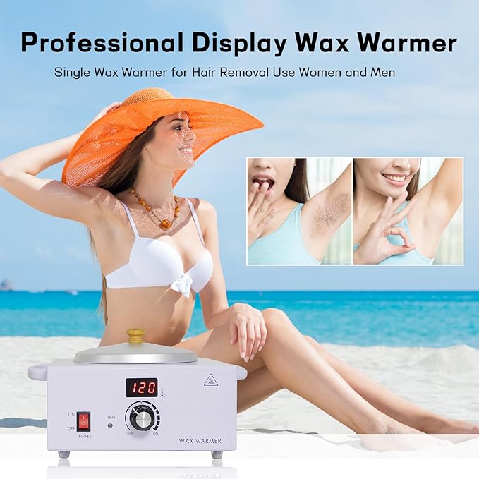 600ML Portable White Wax Warmer for Painless Hair Removal, Fast Temperature Adjustable Heater with Large Pot for Facial, Skin, and Body Spa Equipment