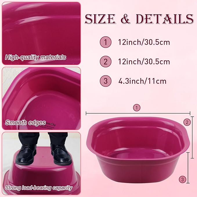 Haploon 12 Pcs Foot Spa Kit for Spa Party,12 x 12 x 4.3 Inch Foot Tub and 14 x 30 Inch Pink Bath Towels Spa Party Accessory Set for Sleepover Parties Supplies（Pink）