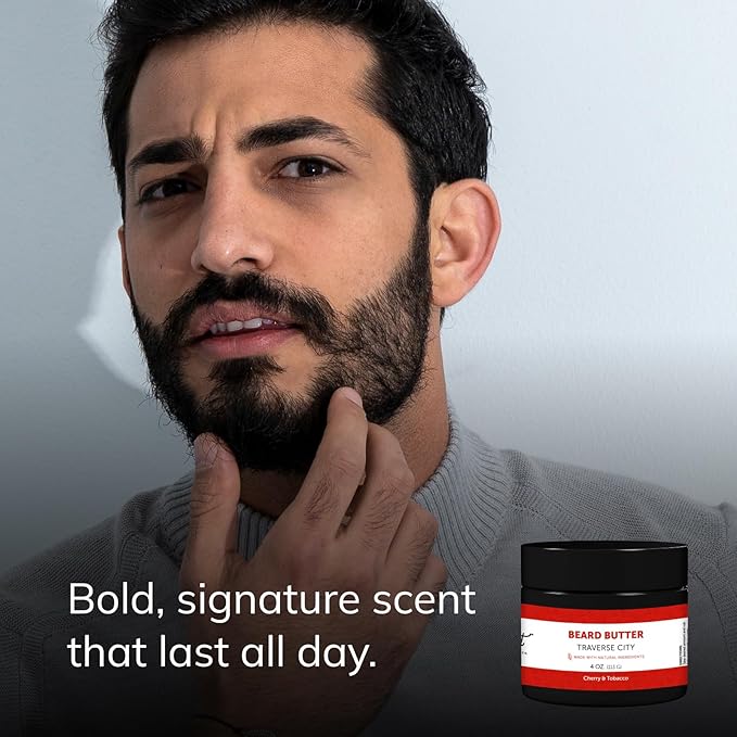 Detroit Grooming Co. Beard Butter for Men | Softens, Thickens & Hydrates with Safflower Oil & Shea Butter | Traverse City Scent, 4oz