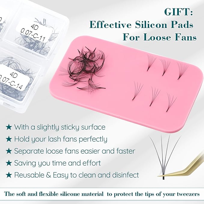 Obeyalash 600 Promade Fans 8D 0.07mm Premade Fans Eyelash Extensions D Curl 14mm Loose Fans Lash Extensions Multiple Options Easy Application Long Lasting(8D-0.07D-14)