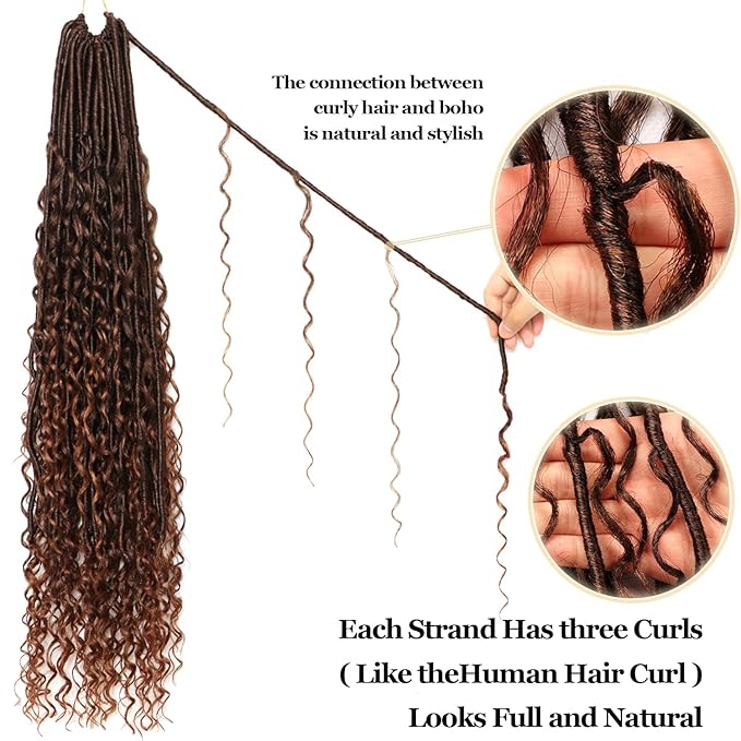 8 Packs Goddess Faux Locs Crochet Hair-30 Inch Boho Soft Locs Crochet Hair for Black Women (T30, 30 Inch(Pack of 8))