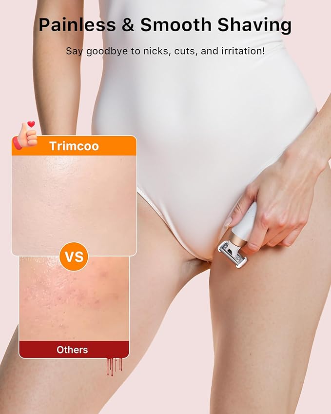 New Intimate Electric Trimmer for Women, [Small But Powerful] Designed for Pubic Hair Grooming, Bikini Line Removal, Wet/Dry Shaver On-The-Go, USB-C Rechargeable Razor with Travel Case, White