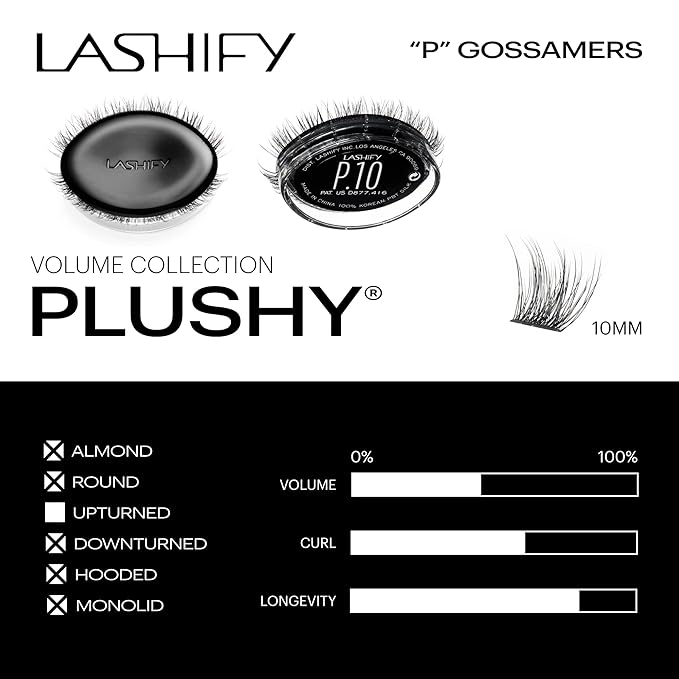 Lashify Plushy 10mm Gossamer Lashes in Black, Easy DIY False Lashes for a Voluminous Yet Still Natural Look