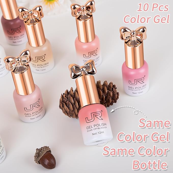 JR gel polish 12ml 10colors/box Butterfly Style UV Gel Semi Cured Long Lasting Soak off UV Nail Polish 60 Colors Semi-Cured Long Lasting soak off Gel Gifts for Women A Model