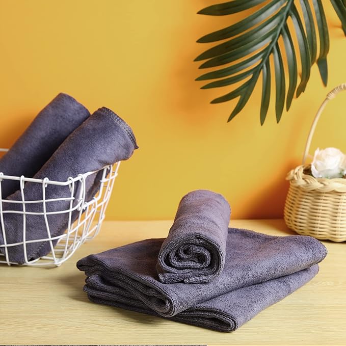 Newwiee 72 Pack Microfiber Bleach Proof Towels Bulk for Salon 18 x 30 Inch Dry Lint Free Hair Drying Hand Towels for Hair, Gym, Bath, Spa, Shaving, Barber(Grey)