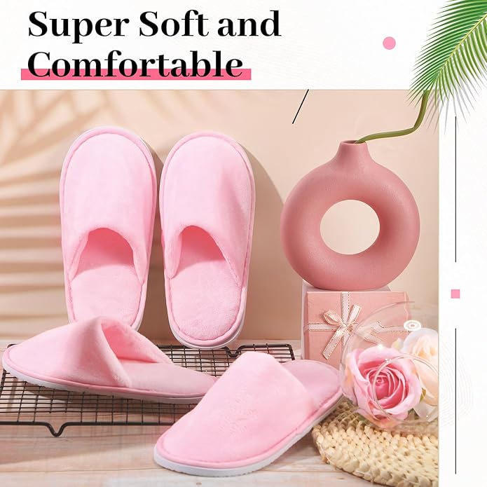 12 Pairs Kids Disposable Slippers for Guests Closed Toe Non Slip Spa Slippers Bulk Soft House Slippers Winter Warm Flip Flops for Boys Girls Travel Hotel Party Indoor Outdoor