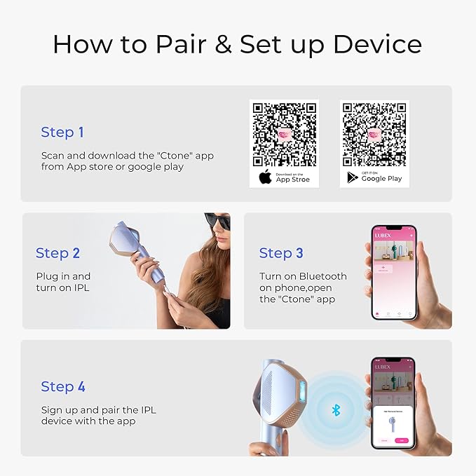 LUBEX Smart Permanent IPL Laser Hair Removal for Woman and Men, Painless Sapphire Ice-Cooling, Alternative to Salon, Bikini Shaver, Facial Epilator for Armpits Back Legs Arms Face Bikini Glow 6 A+