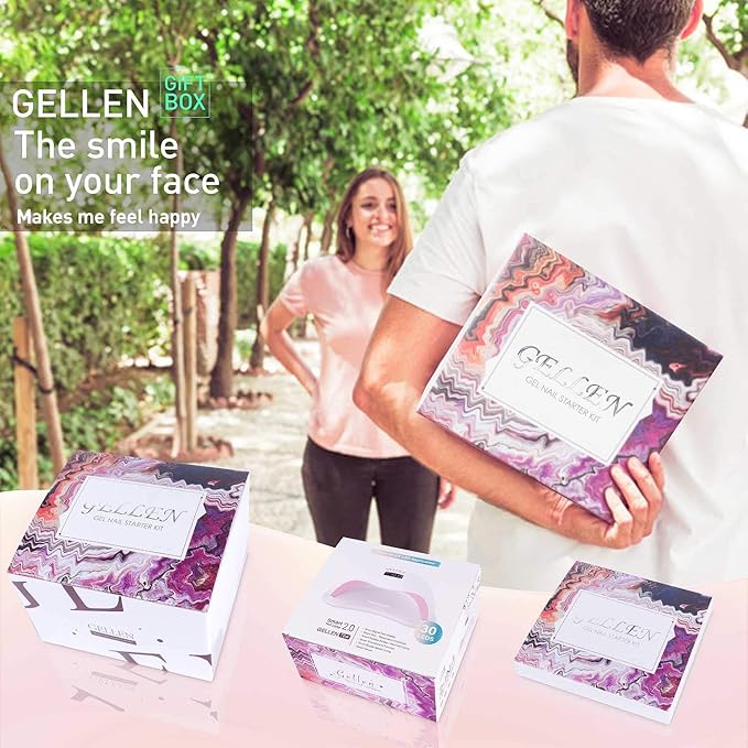 Gellen Gel Nail Polish Kit with Nail Light 72W Nail Dryer, 12 Gel Nail Polish Colors, No Wipe Top Base Coat, Nail Art Decorations, Manicure Tools, All-In-One Manicure Kit, Macaron Candy