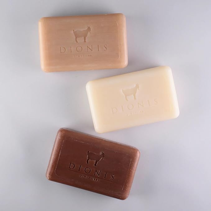 Dionis Goat Milk Skincare Bar Hand Soap, Shea Butter & Olive Oil Nourish, Moisturize, & Restore, For All Skin Types, Non Greasy, No Residue, Warm & Sweet Scents, Gift Set Bundle Of 3 Moisturizing Bars