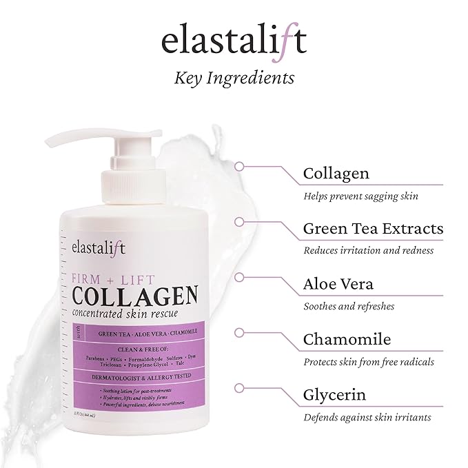 Elastalift Collagen Body Cream + Collagen Facial Lotion & Booster Serum Multi Lift Moisturizer 3PC Skin Care Set, Anti Aging Collagen Plumps, Firms, & Smooths Fine Lines, Sagging Skin, & Wrinkles
