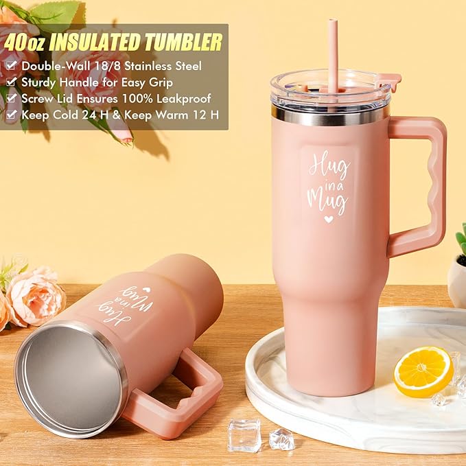 Mother's Day Gifts for Mom - Birthday Gifts for Women Get Well Soon Gifts Self Care Gifts Rose Relaxing Spa Gift Basket Care Package w/ Flannel Blanket 40 OZ Tumbler for Wife Grandma Friend Sister Her