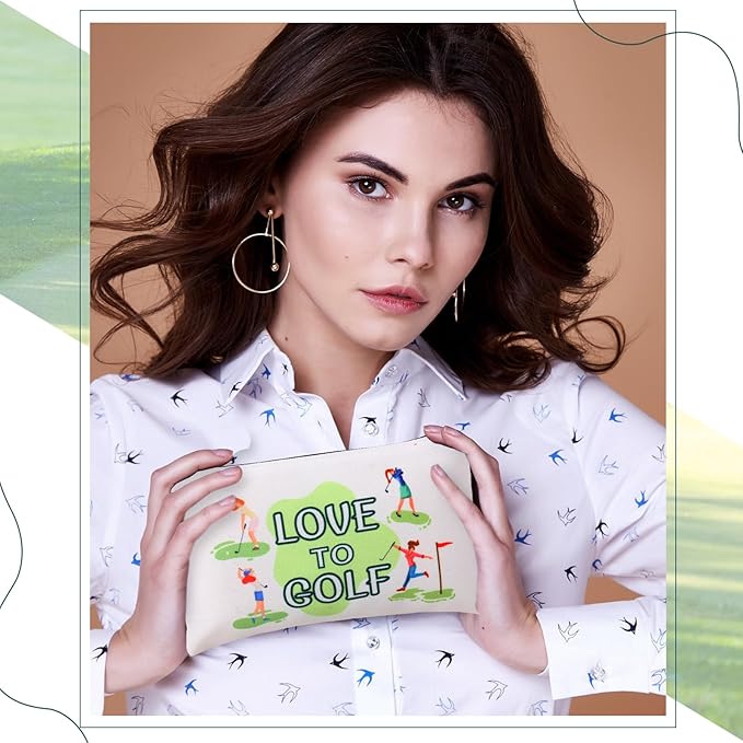 Eccliy 20 Pcs Golf Makeup Bag Golfer Cosmetic Bag Canvas Gifts Golf Accessories for Girls Toiletry Pouch with Zipper for Women Team Party