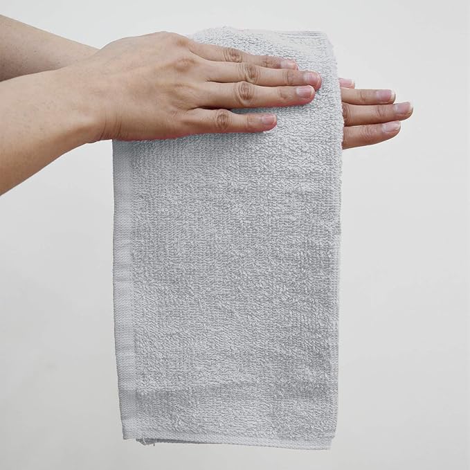 DAN RIVER 100% Cotton Washcloths 24 Pack Premium Quality Face and Body Cloth, Quick Dry Essential Towels for Bathroom, Hand, Kitchen & Cleaning, Baby Washcloths | 12X12 in | 400 GSM | Silver