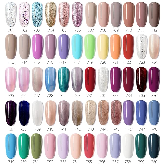 VENALISA VIP3 Set 65 PCS 7.5ML Spring Summer Gel Nail Polish Kit with Color Card,Base Matte Top Coat Gel Polish Set,UV LED Soak Off Manicure Starter,Suitable to DIY at Home Nail Art Salon