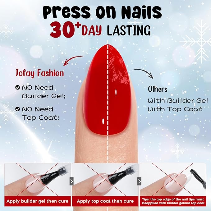 Red Press on Nails - 5 Styles Soild Almond Press on Nails Short, Bt Art Box Press On Nails，Soft Gel x Coat Nails False Nails in 32 Sizes -160PCS Soft Gel Fake Nails Kit for Valentines Day Gift